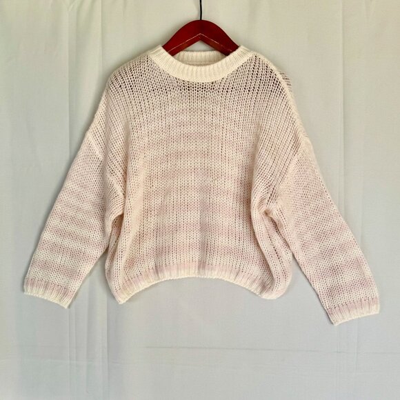 Sablyn 100% Cashmere Loose Open Knit Pink Ivory Stripe Oversized Sweater Small - Picture 3 of 12